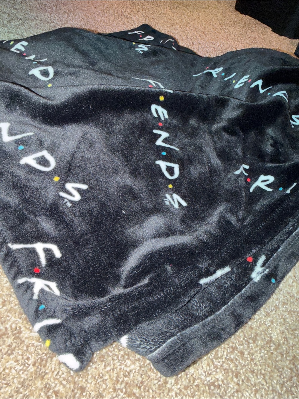 Black Friends Logo Fleece Blanket 66”x94” - EUC!